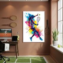 Quadro Decorativo Arte Jogadora De Tênis-70x50cm Mold Preta Quadro Decorativo Arte Jogadora De Tênis-70x50cm Mold Preta