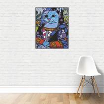 Quadro decorativo Arte Monalisa rosto de Gato 50x40cm Canvas