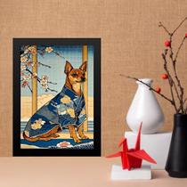 Quadro Decorativo Arte Oriental - Cão 45x34cm - com vidro