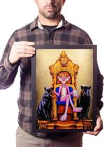 Quadro Decorativo Arte Pantera Rei Cor-de-rosa No Trono