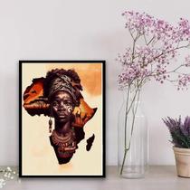 Quadro Decorativo Arte Povo Africano 45x34cm - Madeira Preta