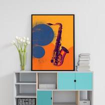 Quadro Decorativo Arte Saxofone 24X18Cm - Com Vidro