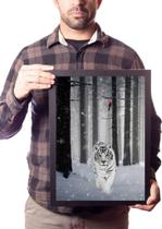 Quadro Decorativo Arte Tigre Branco Floresta Gelo Quadro Decorativo Arte Tigre Branco Floresta Gelo