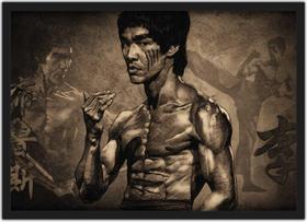 Quadro Decorativo Artes Marciais Bruce Lee Com Moldura