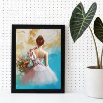 Quadro Decorativo Artístico Bailarina 33x24cm - com vidro