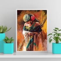 Quadro Decorativo Artístico Cigana 45X34Cm Com Vidro Branca
