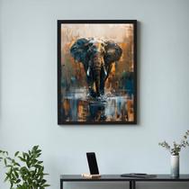 Quadro Decorativo Artístico Elefante 24X18Cm - Com Vidro