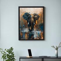 Quadro Decorativo Artístico Elefante 33x24cm - com vidro