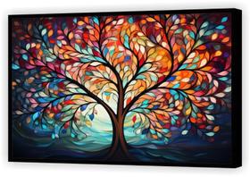 Quadro Decorativo Árvore Abstrato Colorido Paisagens Salas Tela Canvas Premium GG6