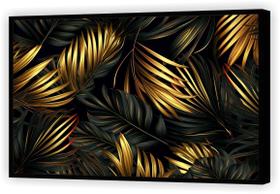 Quadro Decorativo Árvore Abstrato Folhas Douradas Paisagens Salas Tela Canvas Premium GG01