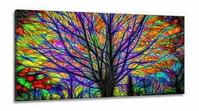 Quadro Decorativo Arvore Colorida em Tecido Canvas 130x60 Quadro Decorativo Arvore Colorida em Tecido Canvas 130x60