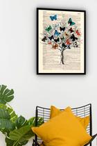 Quadro Decorativo Árvore Com Borboletas - 70x50cm