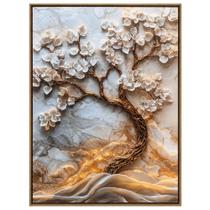 Quadro Decorativo Árvore Da Vida Canva 100 Algodão Premium Moldura de Madeira 71x94cm para Sala Quarto Escritório
