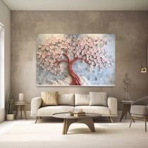 Quadro Decorativo Arvore Da Vida Cerejeira Blocos Clean Home Tecido Canvas