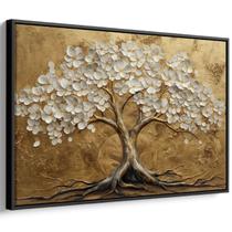 Quadro decorativo Árvore da Vida em Flores de Ouro Celestial - Art Canvas