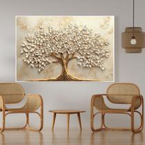 Quadro decorativo árvore da vida folhas delicadas