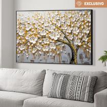 Quadro decorativo árvore da vida white flower