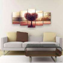 Quadro Decorativo Árvore De Coração 5pc 129x61 Sala Quarto Quadro Decorativo Árvore De Coração 5pc 129x61 Sala Quarto