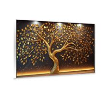 Quadro Decorativo Árvore Dourada, Impressões Premium Estilo Moderno Moldura Arte Abstrata Compostos Estilo Decoração Parede Ambientes