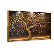 Quadro Decorativo Árvore Dourada, Impressões Premium Estilo Moderno Moldura Arte Abstrata Compostos Estilo Decoração Parede Ambientes