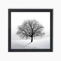 Quadro Decorativo Árvore em Preto e Branco Moldura Preta