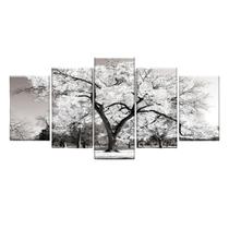 Quadro Decorativo Árvore Grande Branca 129X61 5 Peças