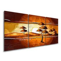 Quadro Decorativo Árvore Laranja Por Sol Abstrato Planta Kit