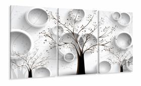 Quadro Decorativo Arvore Preto e Branco Estilo 3d