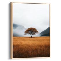 Quadro decorativo Árvore Solitária no Vale das Névoas Douradas - Art Canvas