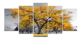 Quadro Decorativo Árvore Vida Botânico Sala Amarelo