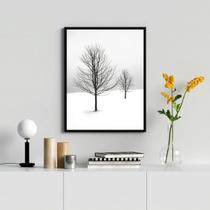 Quadro Decorativo Árvores Na Neve 24x18cm - com vidro