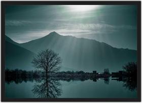 Quadro Decorativo Árvores Reflexo No Lago Paisagem Natureza Decorações Com Moldura G02