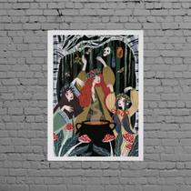 Quadro Decorativo As Três Bruxas 45X34Cm Moldura Preta