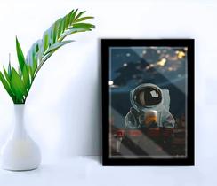 Quadro Decorativo Astronauta Beer Sala Bar + Vidro 33x25 A4 - Genérico