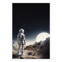 Quadro Decorativo Astronauta e Lua Moldura Cx Alta 40x60 Quadro Decorativo Astronauta e Lua Moldura Cx Alta 40x60