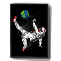 Quadro Decorativo Astronauta Futebol Espaço Desenho