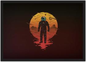 Quadro Decorativo Astronauta Lua Nerd Planetas Espaço Com Moldura Salas Quartos