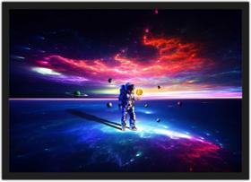 Quadro Decorativo Astronauta Lua Planetas Espaço Com Moldura Salas Quartos Quadro Decorativo Astronauta Lua Planetas Espaço Com Moldura Salas Quartos