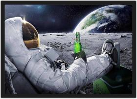 Quadro Decorativo Astronauta Lua Universo Salas Quartos Decorações Com Moldura