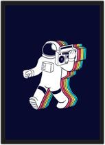 Quadro Decorativo Astronauta Música Rádio Nerd Geek Decorações Com Moldura - Vital Quadros