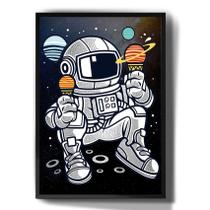 Quadro Decorativo Astronauta Planetas Espaço Desenho