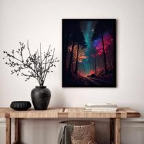 Quadro Decorativo Aurora Boreal Árvores - 70x50cm Quadro Decorativo Aurora Boreal Árvores - 70x50cm