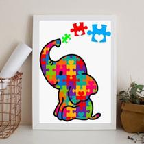 Quadro Decorativo Autismo - Elefantinho 33X24Cm