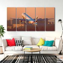 Quadro Decorativo Aviação em Tecido 5 peças