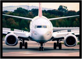 Quadro Decorativo Avião Boeing 747 Branco Aeronave Escritório Salas Quartos Com Moldura RC004