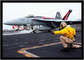 Quadro Decorativo Avião Piloto Caça Aeronave Escritório Salas Quartos Com Moldura RC002