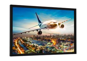 Quadro decorativo - avião sobre cidade - aviação - viagem de avião