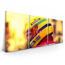 Quadro Decorativo Ayrton Senna Capacete Amarelo 120x60 Sala