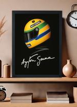 Quadro decorativo Ayrton Senna Formula 1 Capacete Com Vidro Tamanho:21cm x 30cm (A4)