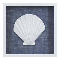 Quadro Decorativo Azul Concha Branca Alta Decoração Moldura Quadro Decorativo Azul Concha Branca Alta Decoração Moldura